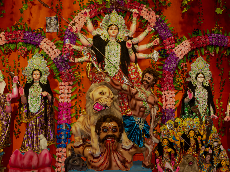 Goddess Durga defeating Mahisasur