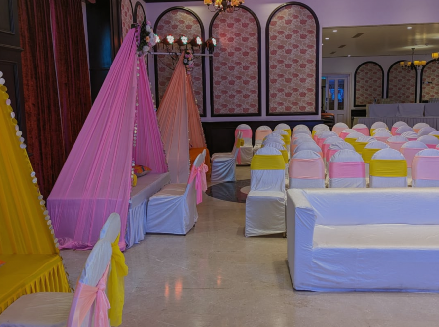 Mehendi Decor Set up in a banquet hall